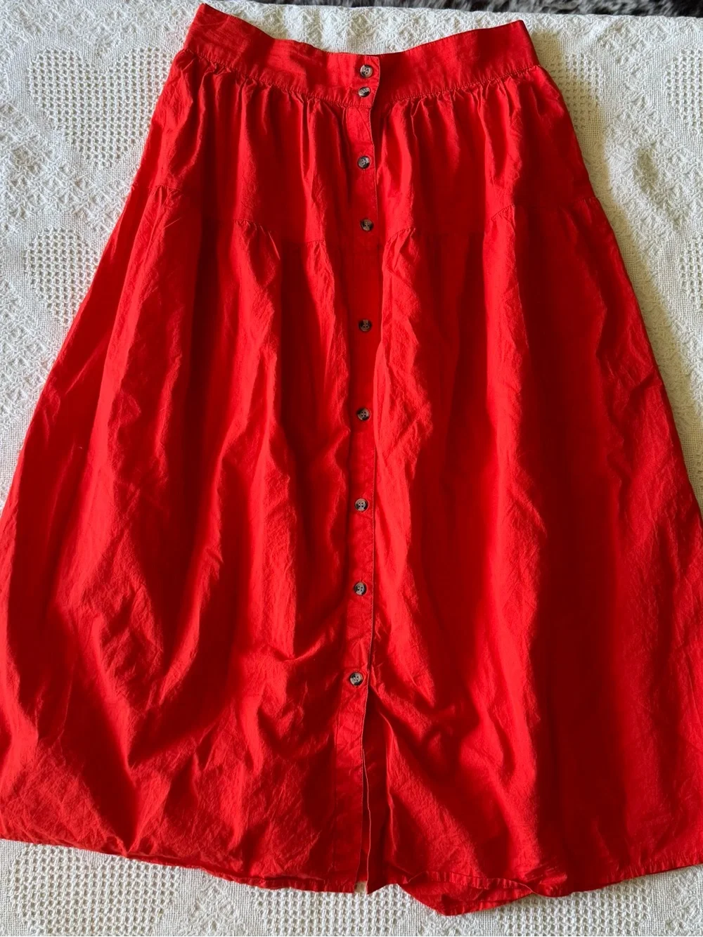 Sim & Sam Red Cotton Maxi Skirt Large